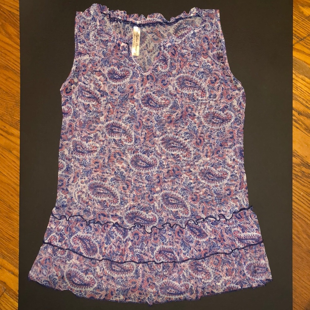 Red White & Blue Detailed Sleeveless Top